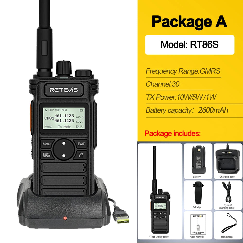 Retevis RT86S Walkie Talkie Radios 10W Long Range Two-way Radio Communication Walkie-talkies Long Range Station UHF GMRS 1 2 PCS