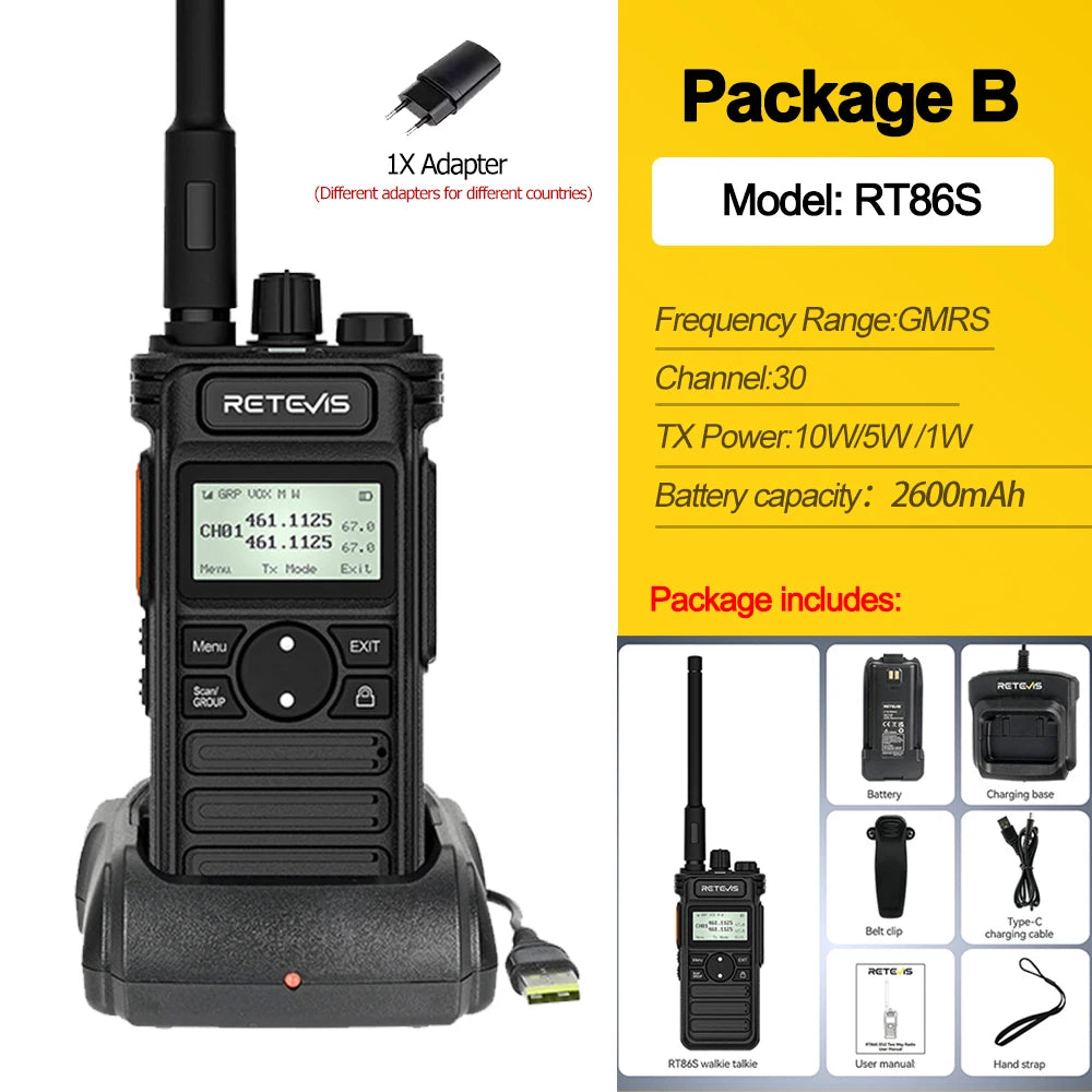 Retevis RT86S Walkie Talkie Radios 10W Long Range Two-way Radio Communication Walkie-talkies Long Range Station UHF GMRS 1 2 PCS