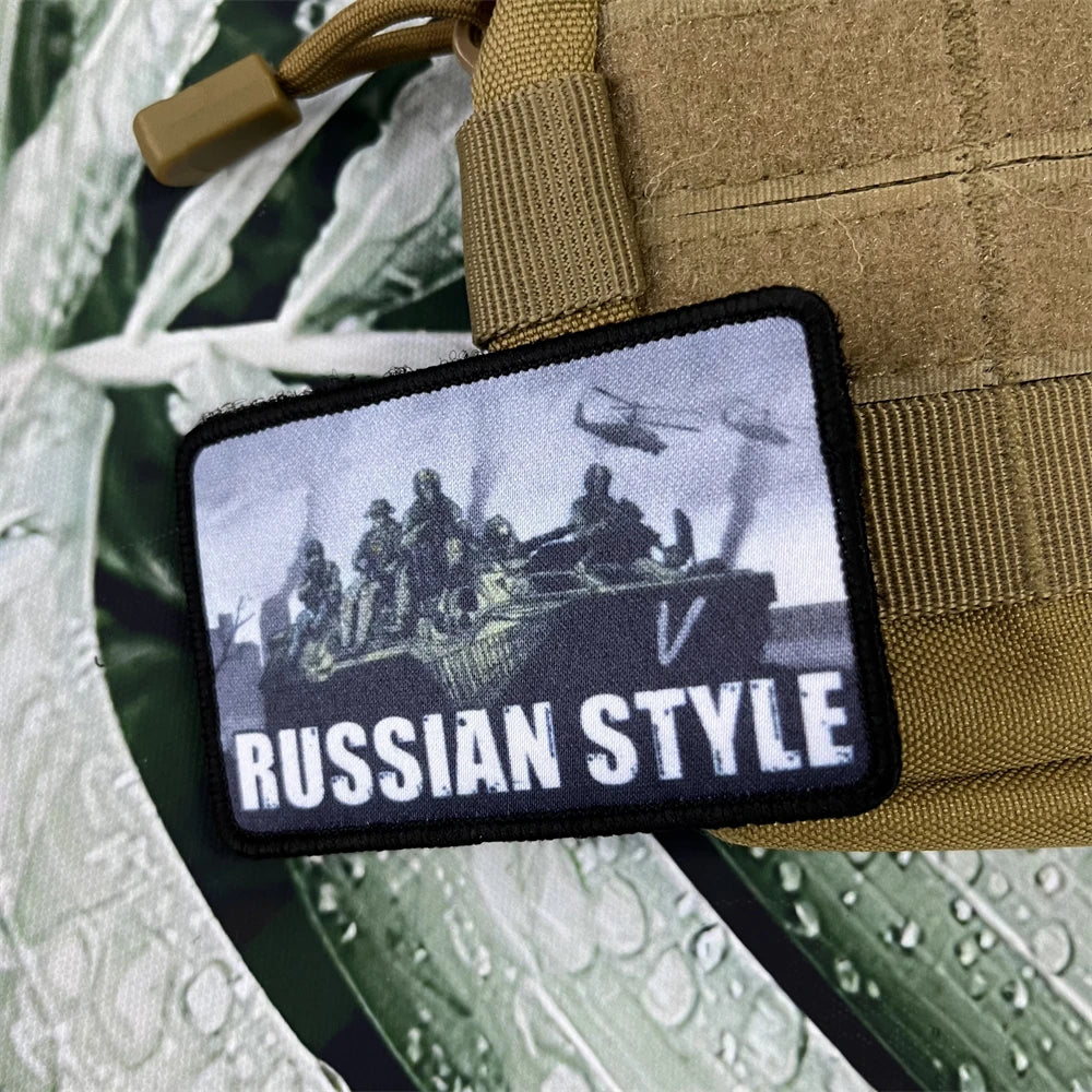 Russian V Patches Style Morale Badge Patches Tactical Backpack Hook and Loop Printed Stickers