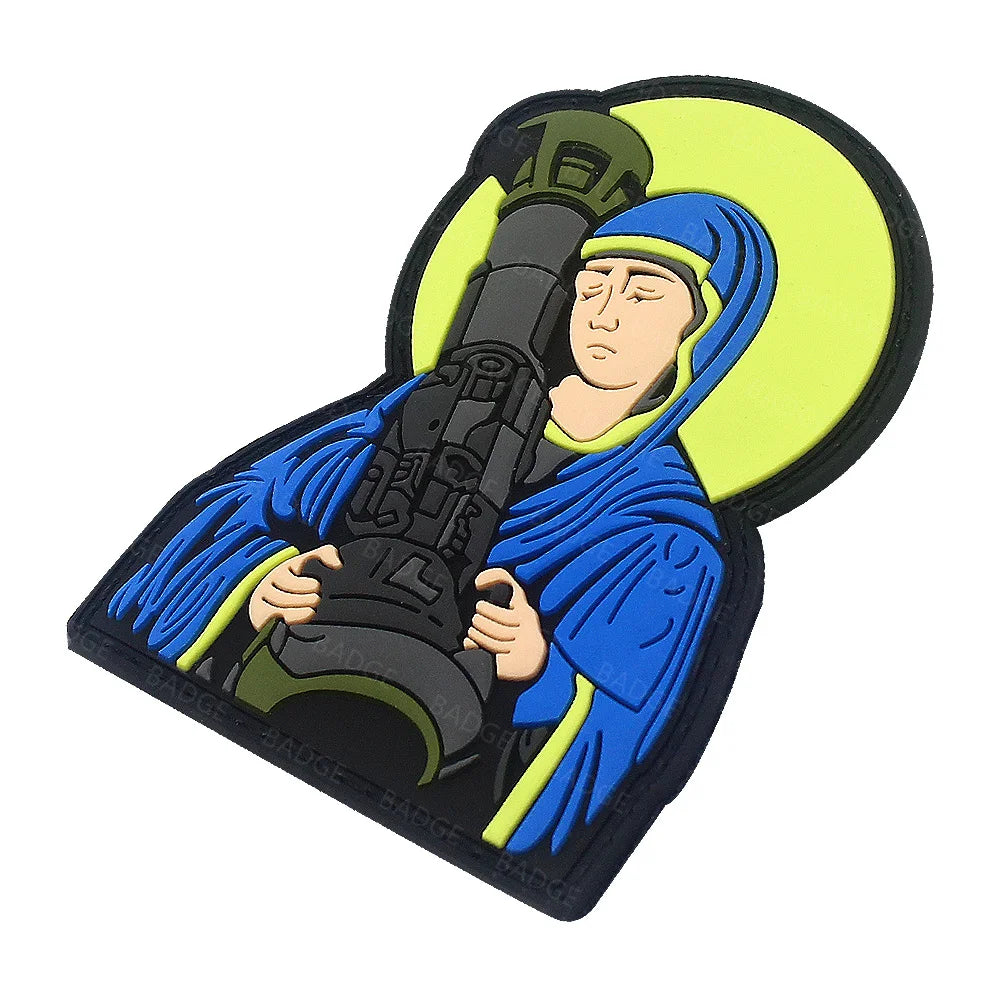 Blessed Virgin Mary Goddess Embroidery Patches for Clothing Motorcycle Jacket Backpack PVC Female Deity Badge Patch Applique