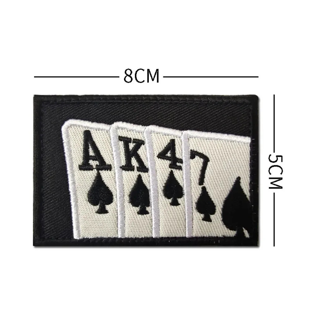 Playing Card AK47 Embroidery Patch