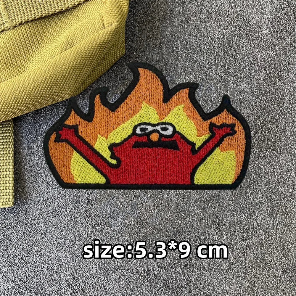 Cartoon Elmo, in The Fire Embroidery Hook and Loop Patches