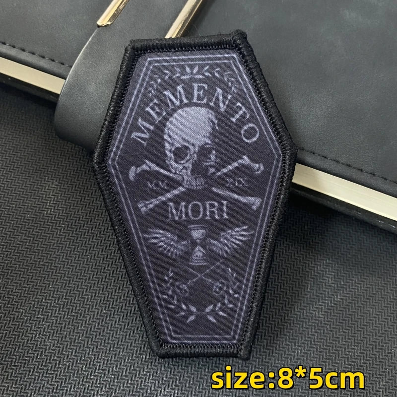 Tactical Skeleton Memorial Morale Badge Memento Mori Skull Hook and Loop Armband Clothes Backpack Sticker