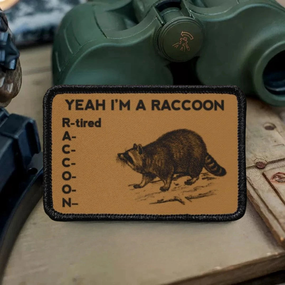 Yeah I'm A Raccoon Tired Morale Tactical Patch Printed Hook Loop Badge Military Armband Backpack Decoration Sticker for Clothes