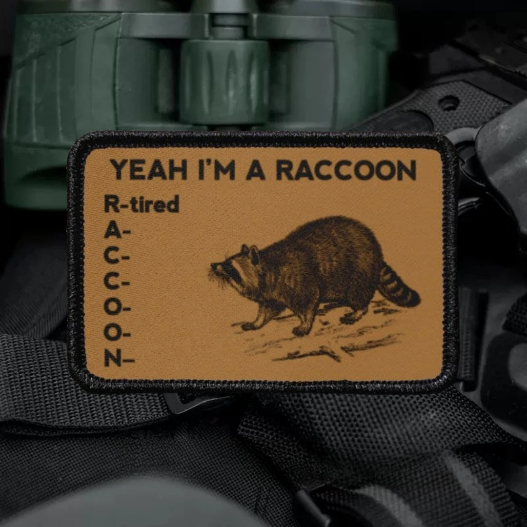 Yeah I'm A Raccoon Tired Morale Tactical Patch Printed Hook Loop Badge Military Armband Backpack Decoration Sticker for Clothes