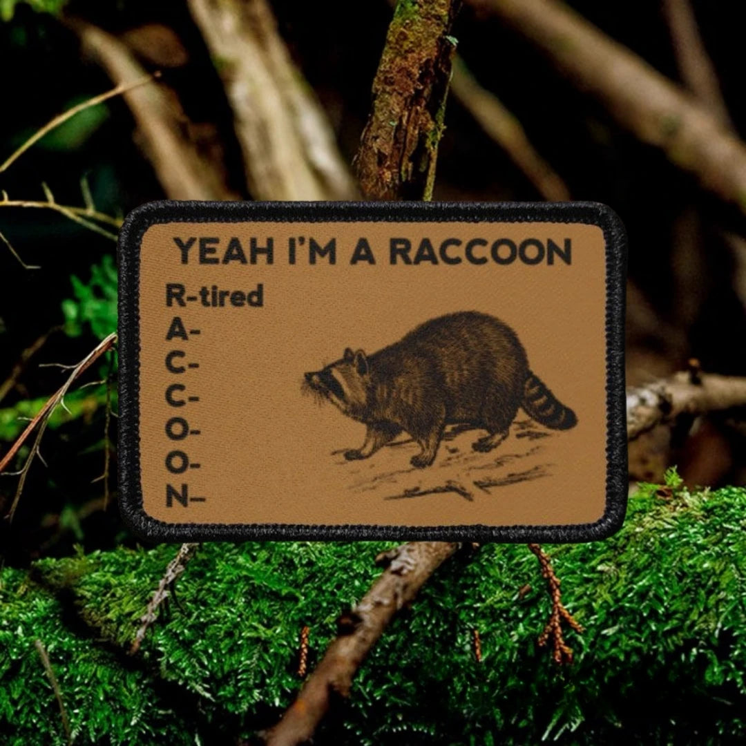 Yeah I'm A Raccoon Tired Morale Tactical Patch Printed Hook Loop Badge Military Armband Backpack Decoration Sticker for Clothes