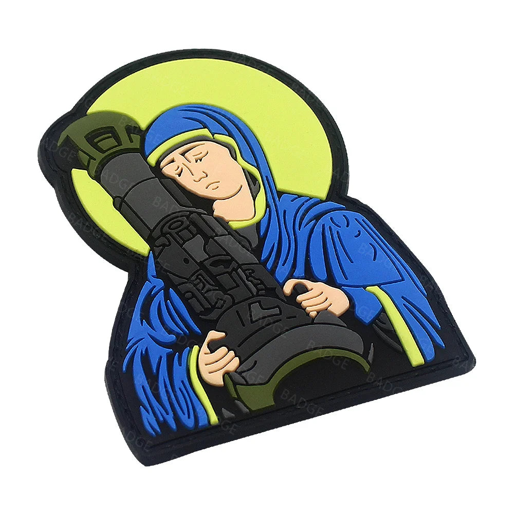 Blessed Virgin Mary Goddess Embroidery Patches for Clothing Motorcycle Jacket Backpack PVC Female Deity Badge Patch Applique