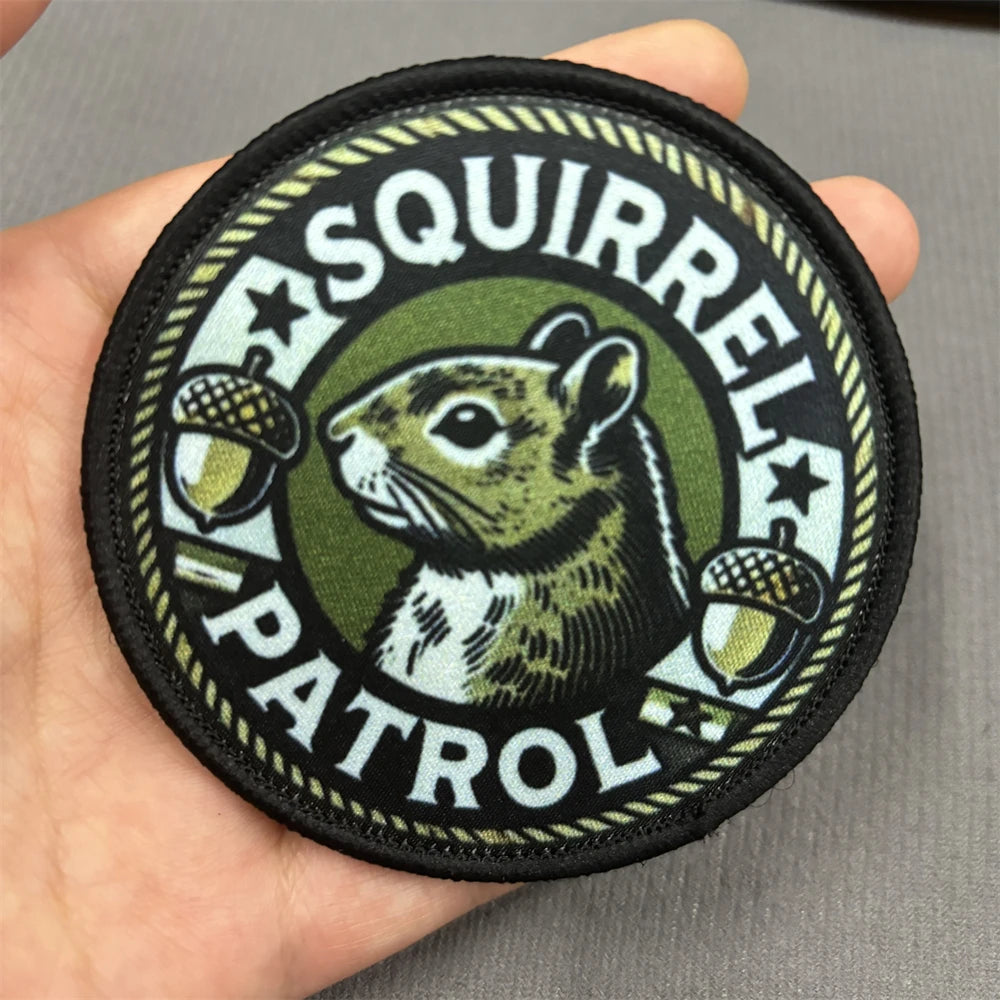 Secret Squirrel Patrol Tactical Patch Military Airsoft Gear Morale Badges Cute Printing Hook and Loop Backpack Vest Patches