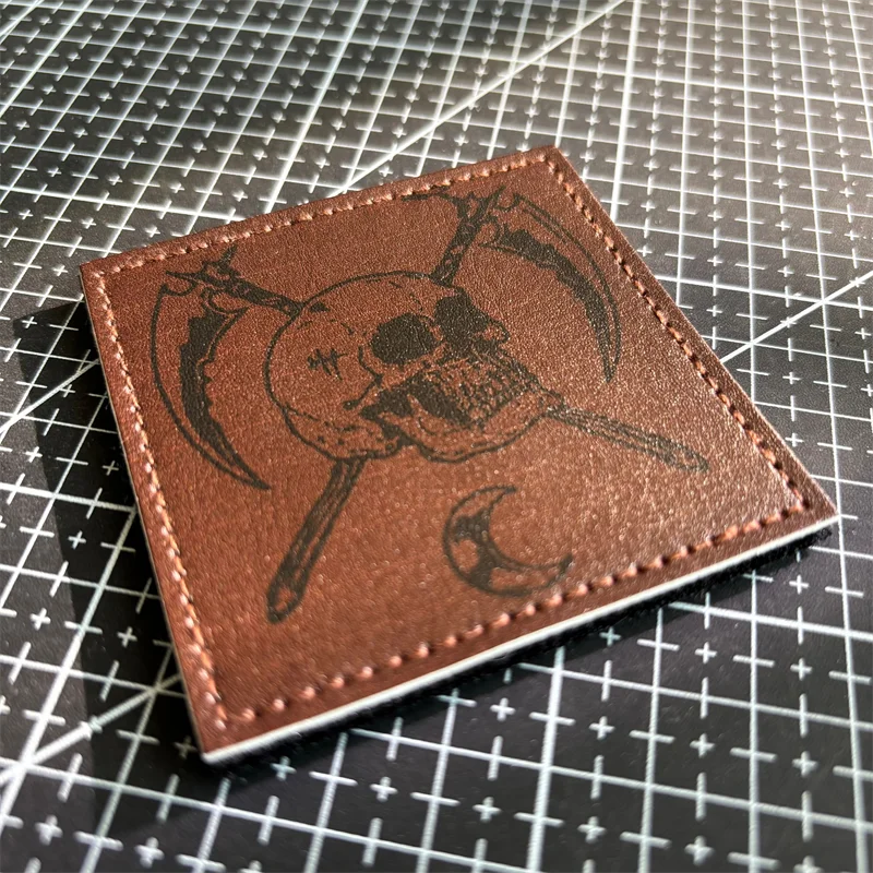 Sickle Reaper  PU Tactical Patch Hook and Loop Leather Morale Patch