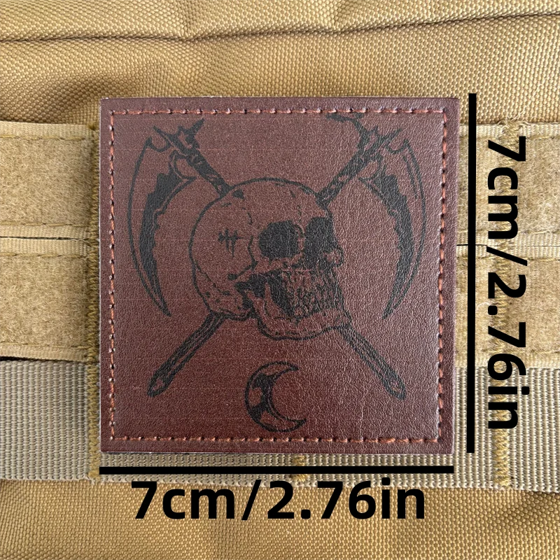 Sickle Reaper  PU Tactical Patch Hook and Loop Leather Morale Patch