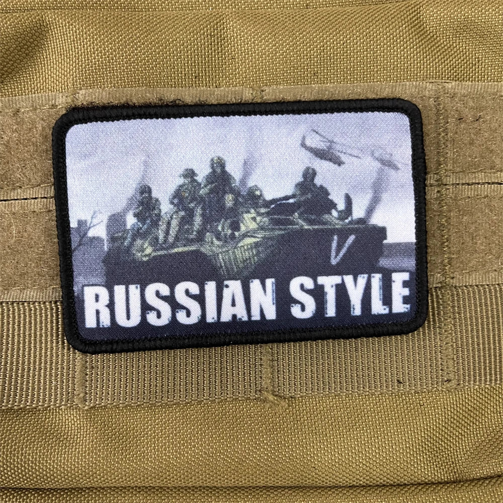 Russian V Patches Style Morale Badge Patches Tactical Backpack Hook and Loop Printed Stickers