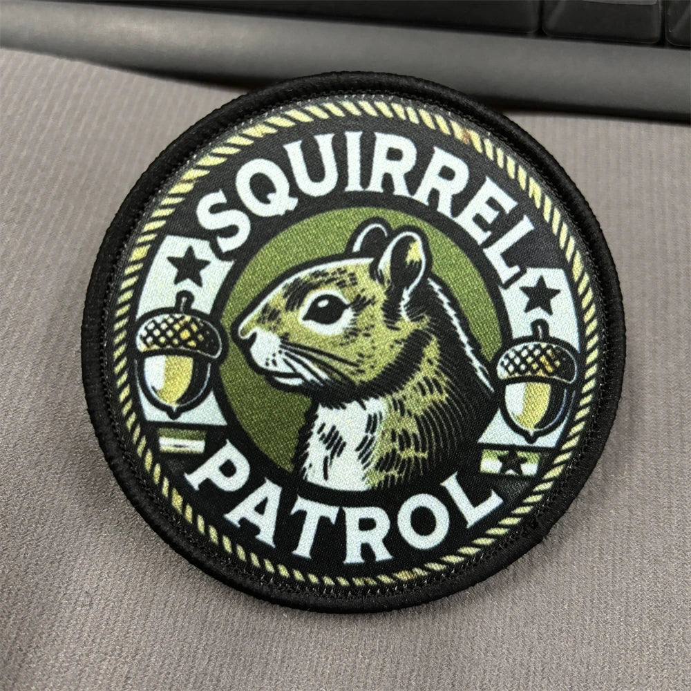 Secret Squirrel Patrol Tactical Patch Military Airsoft Gear Morale Badges Cute Printing Hook and Loop Backpack Vest Patches