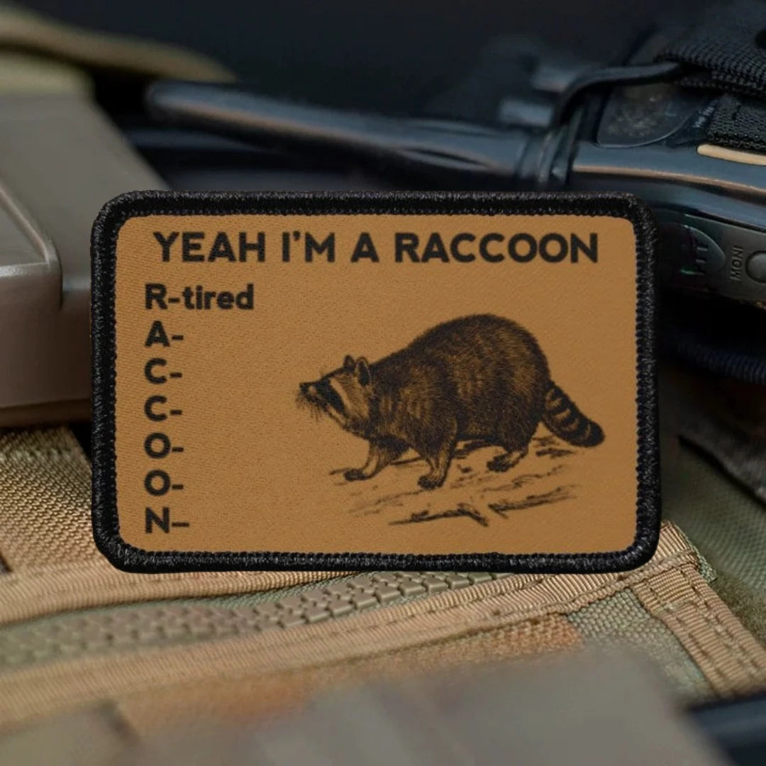 Yeah I'm A Raccoon Tired Morale Tactical Patch Printed Hook Loop Badge Military Armband Backpack Decoration Sticker for Clothes