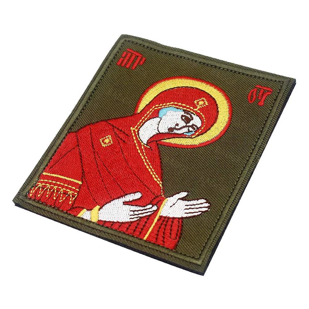 Blessed Virgin Mary Goddess Embroidery Patches for Clothing Motorcycle Jacket Backpack PVC Female Deity Badge Patch Applique