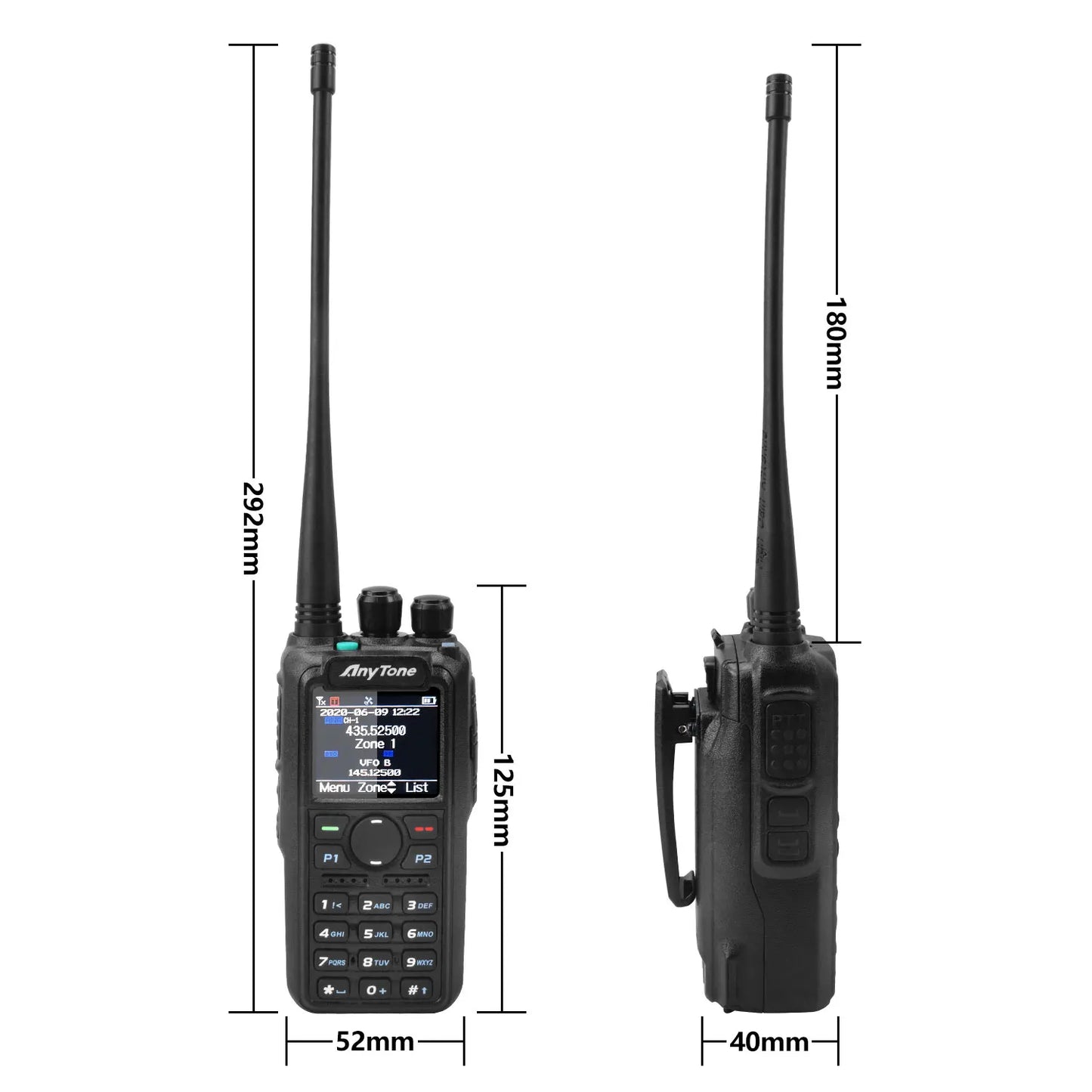 AnyTone AT-D878UVII Plus Dual Band Bluetooth PTT Digital/Analog APRS RX & TX AES256 Ecryption USB-C Charge Walkie Talkie