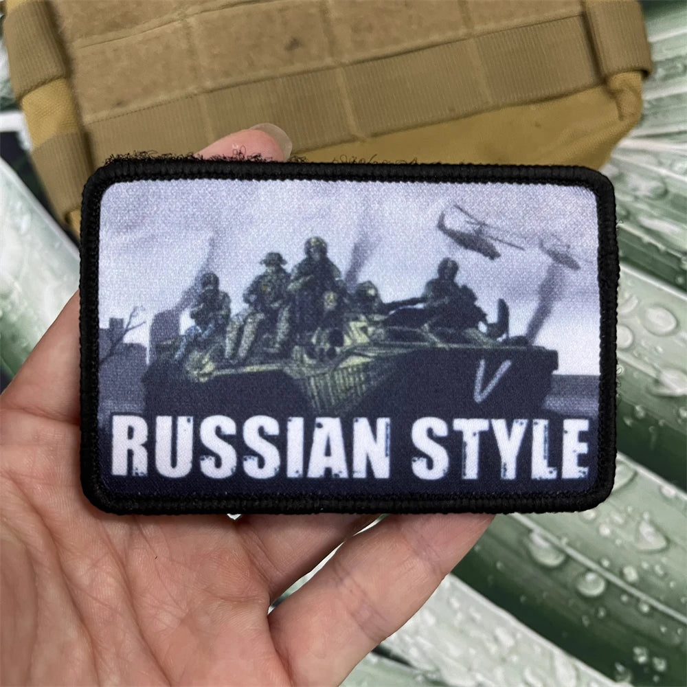 Russian V Patches Style Morale Badge Patches Tactical Backpack Hook and Loop Printed Stickers