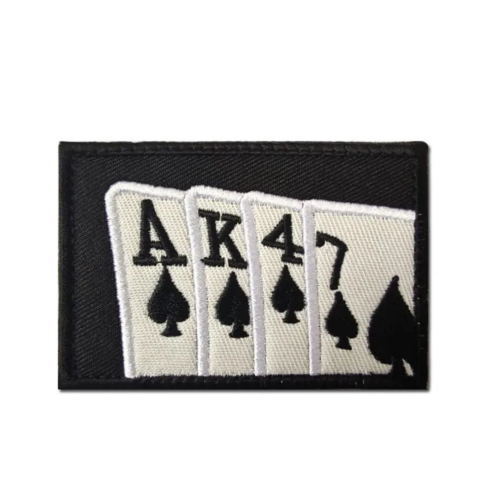 Playing Card AK47 Embroidery Patch