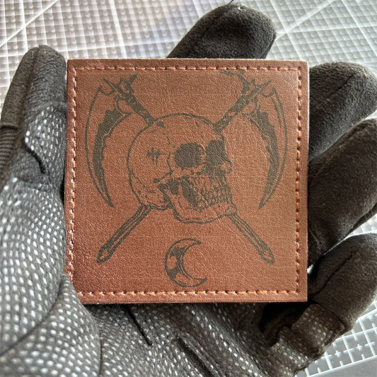 Sickle Reaper  PU Tactical Patch Hook and Loop Leather Morale Patch