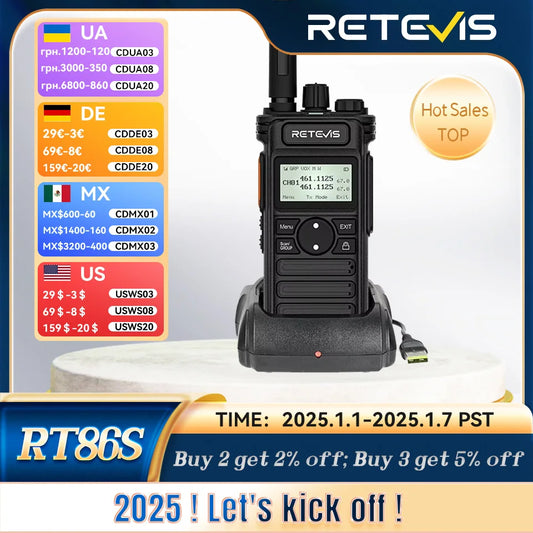 Retevis RT86S Walkie Talkie Radios 10W Long Range Two-way Radio Communication Walkie-talkies Long Range Station UHF GMRS 1 2 PCS