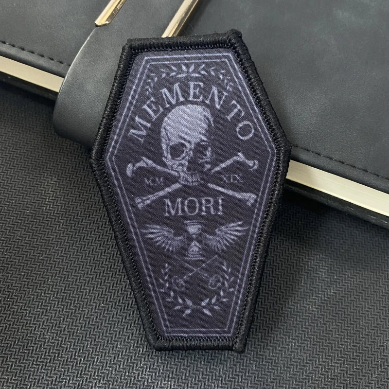 Tactical Skeleton Memorial Morale Badge Memento Mori Skull Hook and Loop Armband Clothes Backpack Sticker