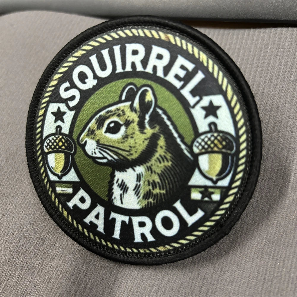 Secret Squirrel Patrol Tactical Patch Military Airsoft Gear Morale Badges Cute Printing Hook and Loop Backpack Vest Patches